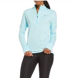 Nike Women's Sky Heathered Blue Quarter-Zip Running Long Sleeve Shirt SZ Large